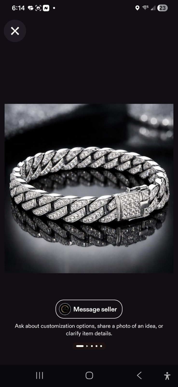 Moissanite 1 Row 22mm x 24″ Miami Cuban LINK Bracelet Sterling Sliver