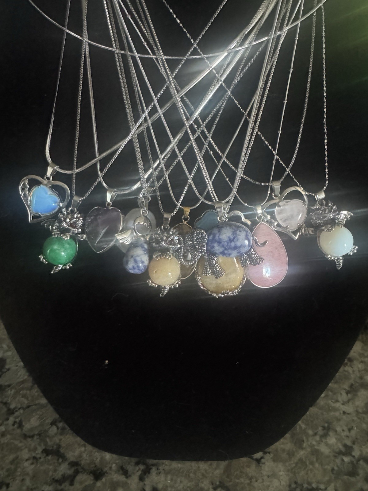 Mixed Lot Fashion Gemstone Pendant Necklaces Multicolor Stone Unisex Adults