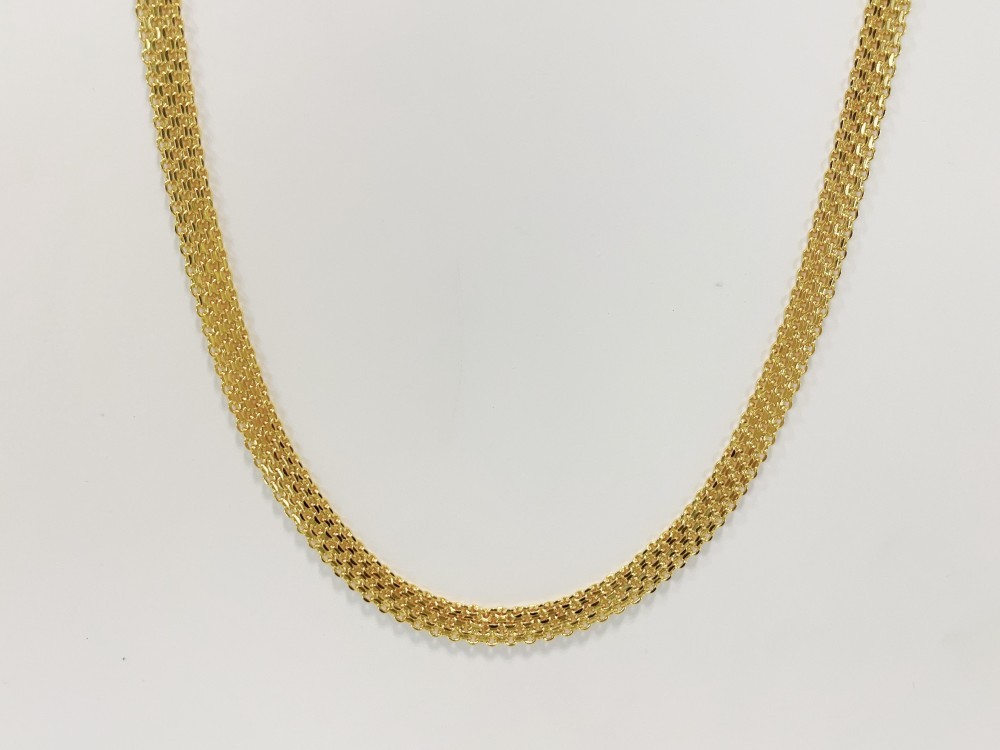 Solid 18K Yellow Gold Bohemian Multi Layer Wide Necklace Chain Gift 8mm 20inch