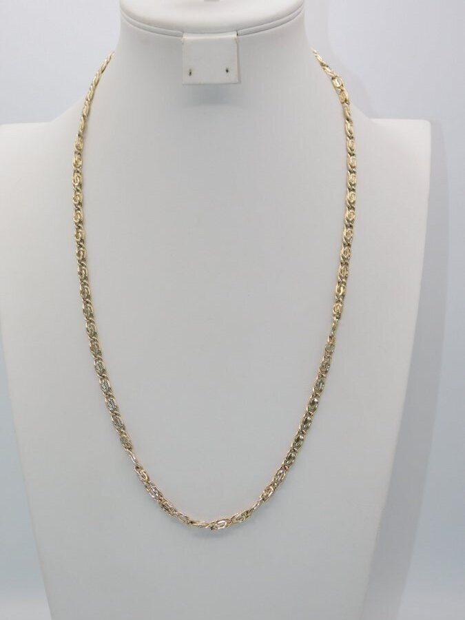 C364-VINTAGE NECKLACE~GOLD TONE CHAIN/UNIQUE LINKS~25″