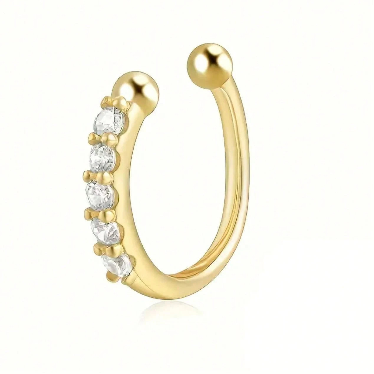 2pcs Elegant U-Shaped Nose Clips Non-piercing Nose Stud Fake Nose Ring For Women