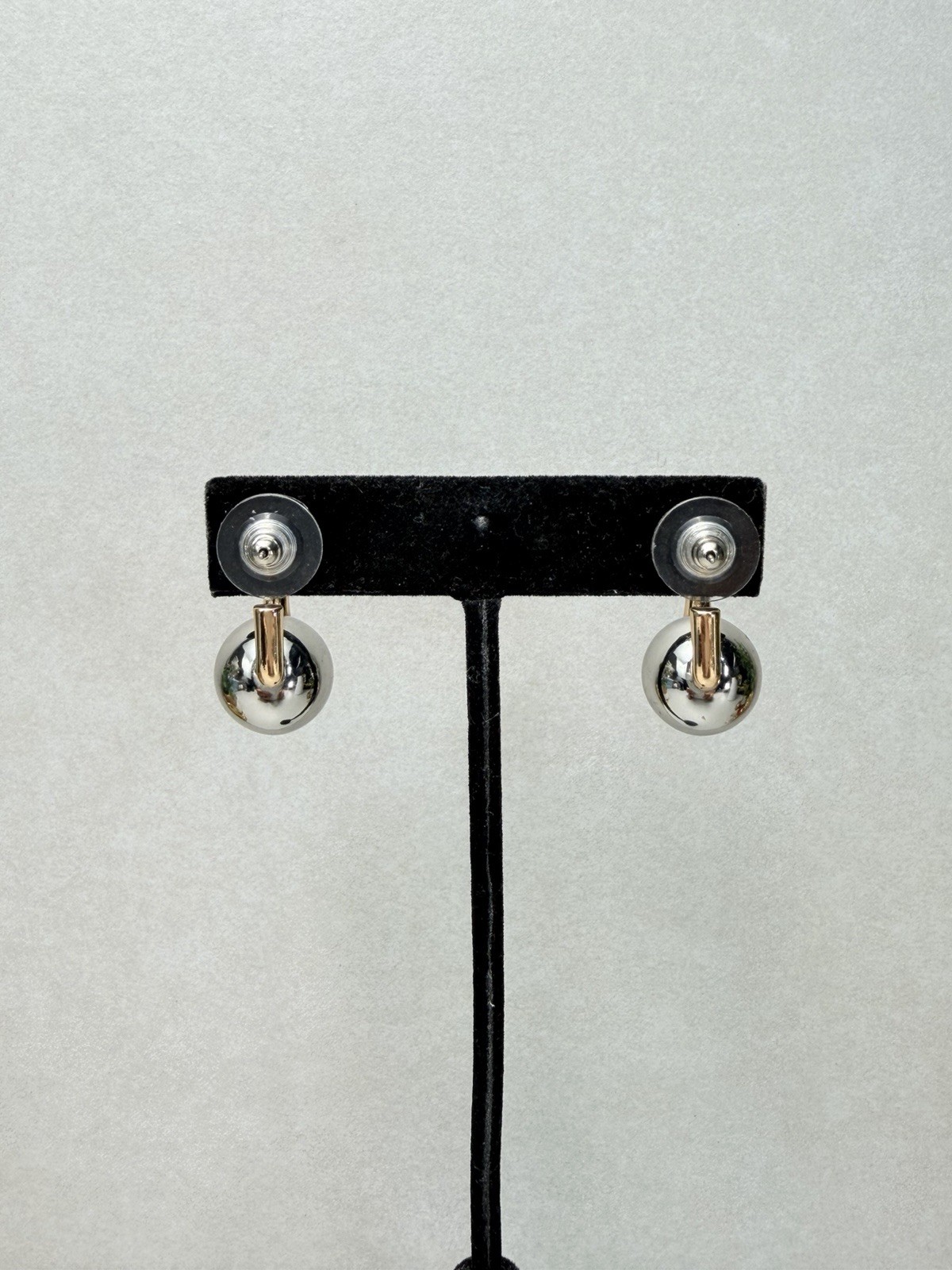 Zara Two Tone Sphere Drop Earrings Gold Silver Modern Minimal NWOT