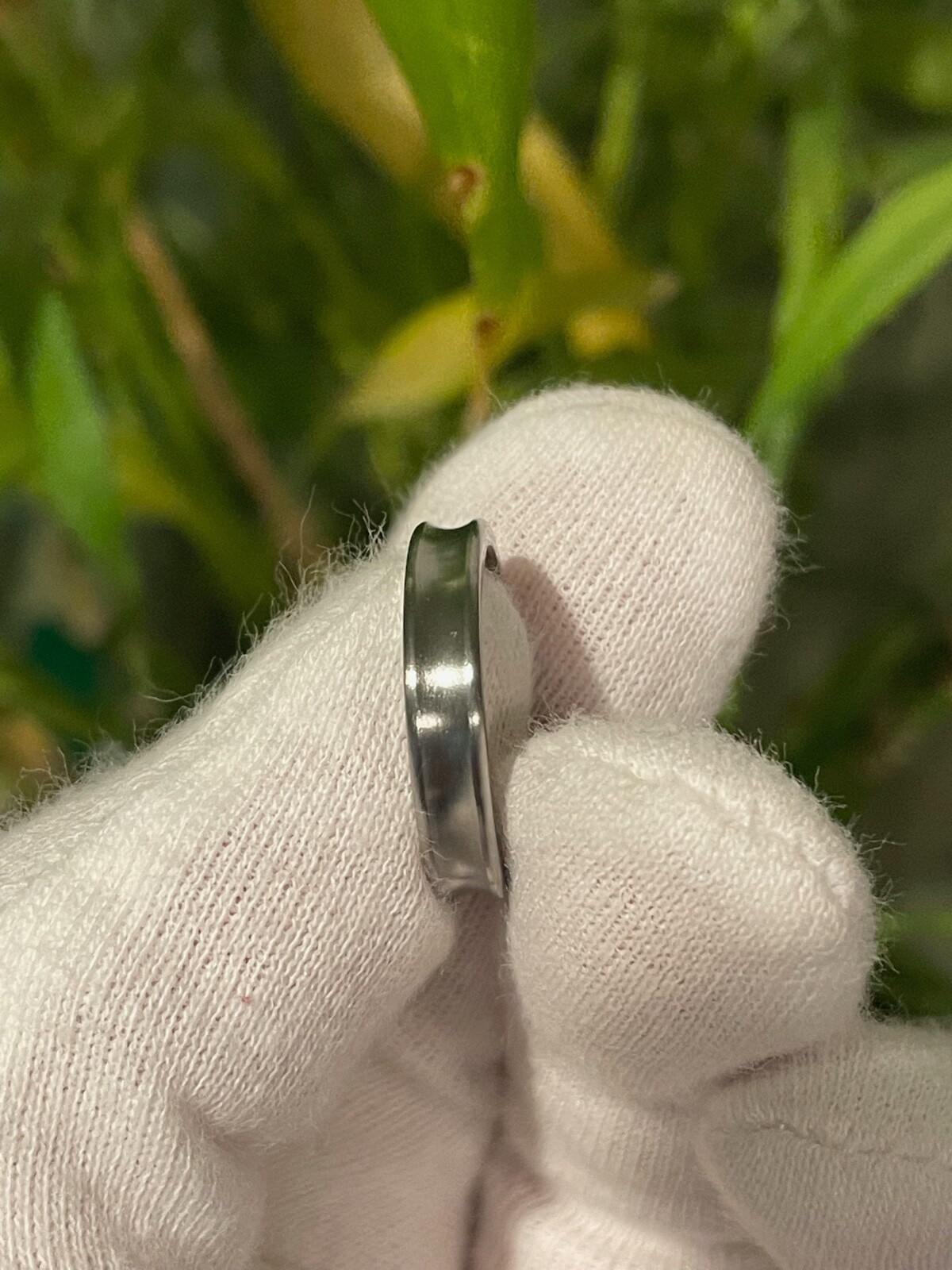 Everyday Wear Ring, Solid Titanium Band, Concave Cut, 4mm Width