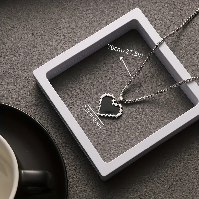 Personality Titanium Steel Heart-shaped Mosaic Hip-hop Necklace for Women Couple