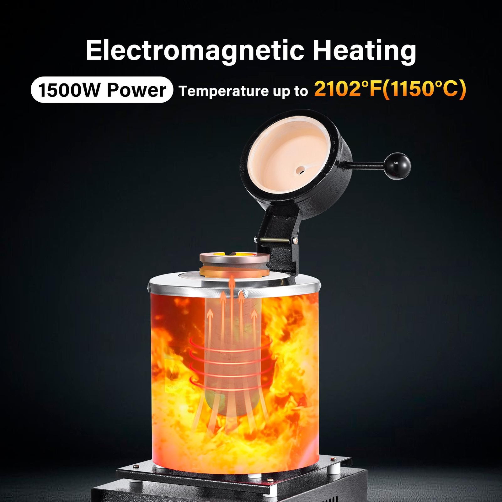 3KG 1500W Electric Digital Metal Melting Furnace Gold Silver Smelter 2102℉ 110V