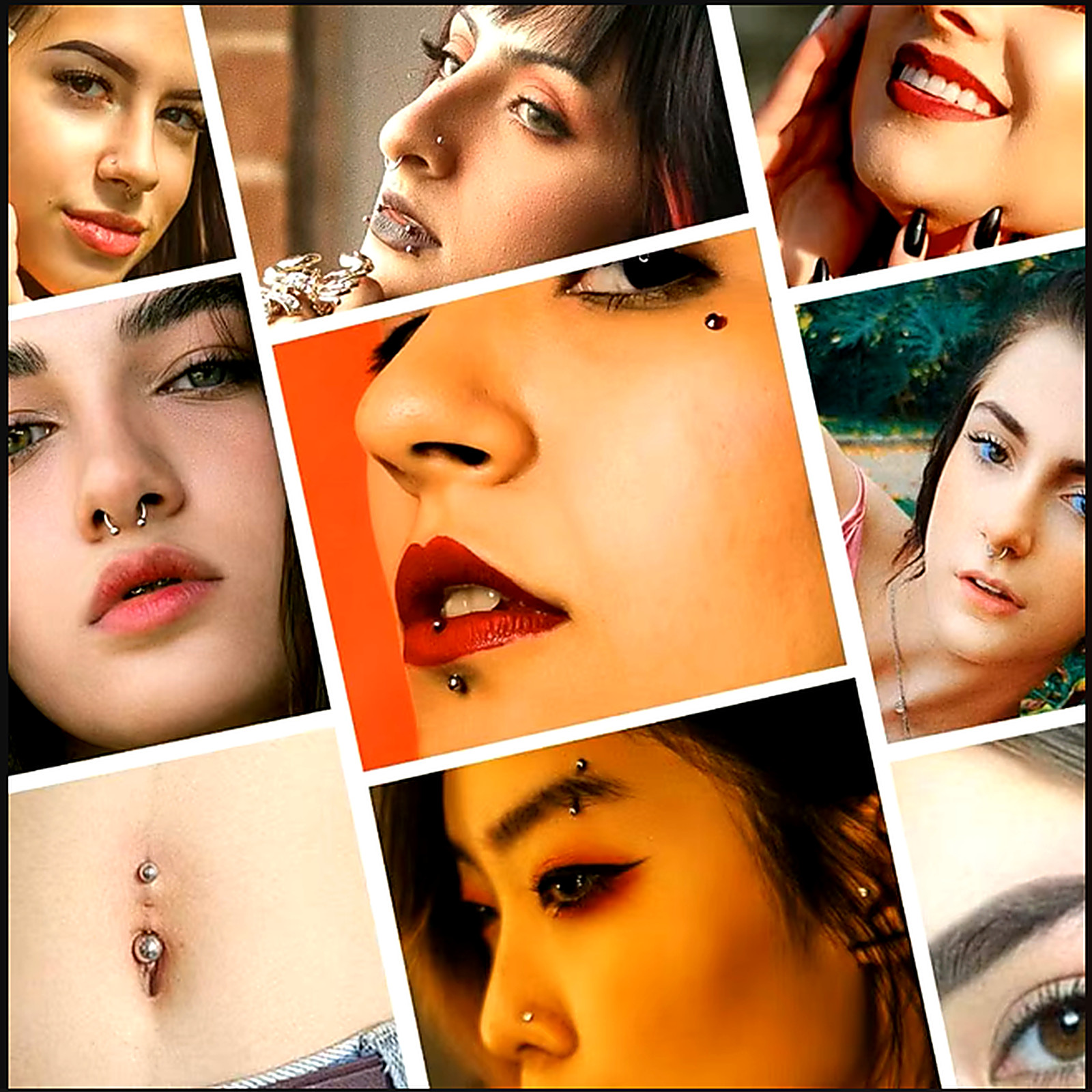 14G 16G Body Piercing Kit 20-60PCS Navel Nose Rings Lip Tongue Eyebrow Ear Studs