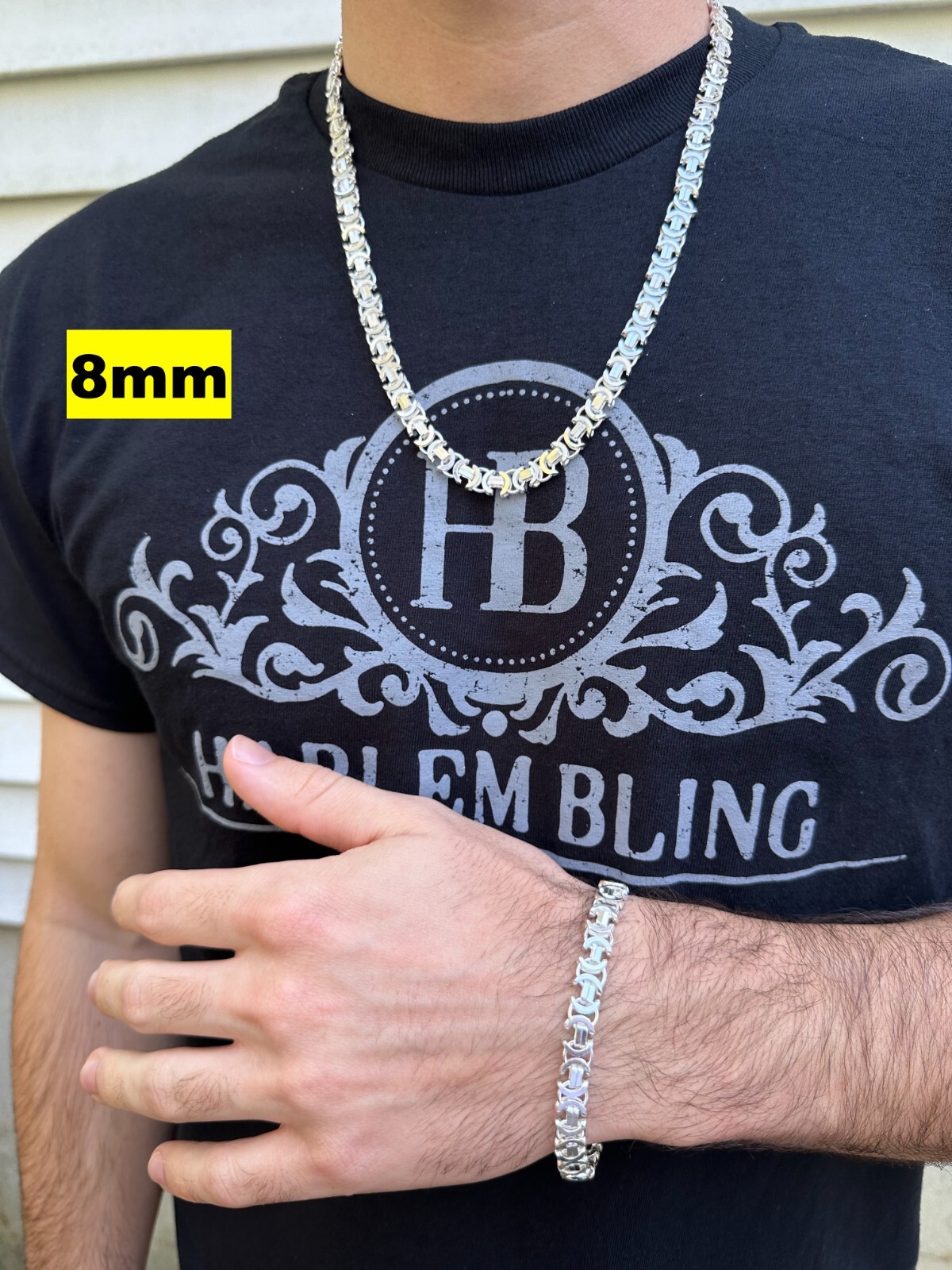 Real Solid 925 Sterling Silver Flat Byzantine Chain Mens Necklace Or Bracelet