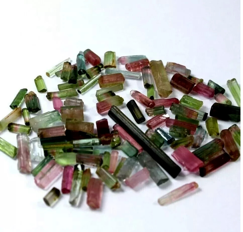Natural 250 Ct+ Bi-Color/Multicolor Tourmaline Pencil Rough Lot Loose Gemstone
