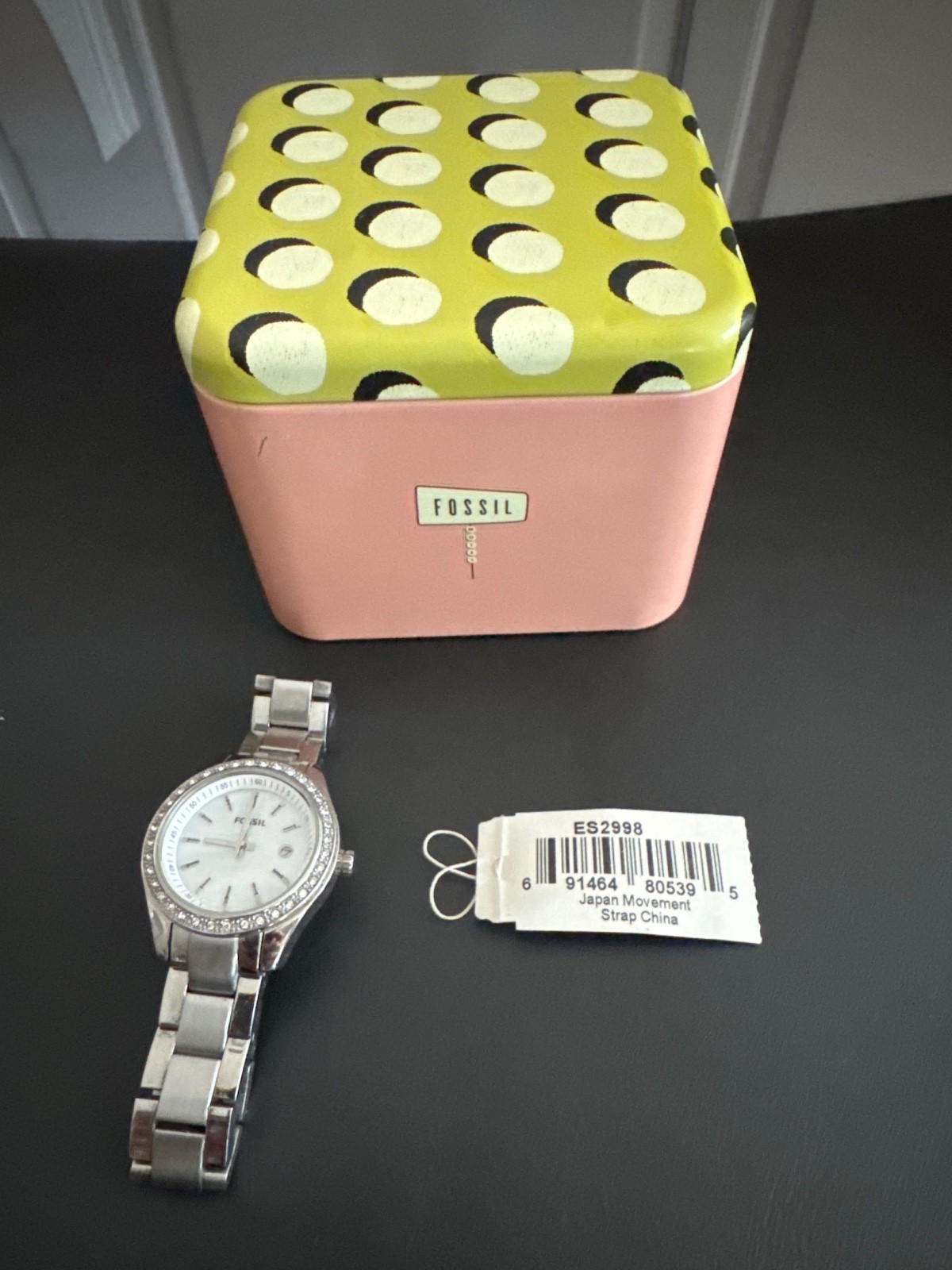 Ladies FOSSIL Mini Stella Crystal Accent All Steel Quartz Watch, MOP Dial ES2998