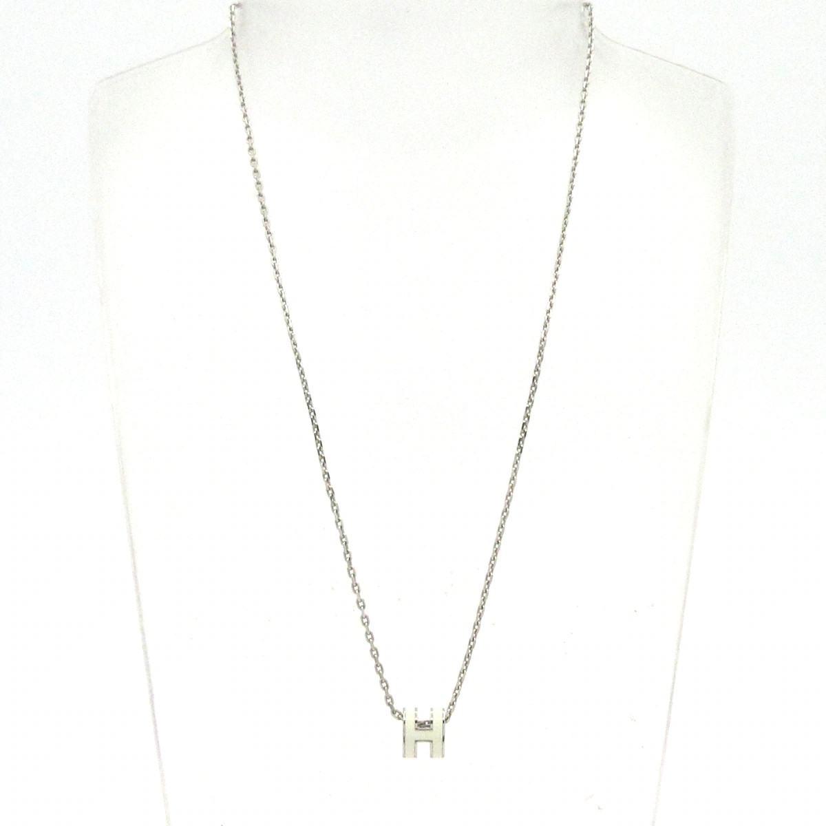 HERMES Mini Pop H H14792FP49 Silver White Hardware None Necklace