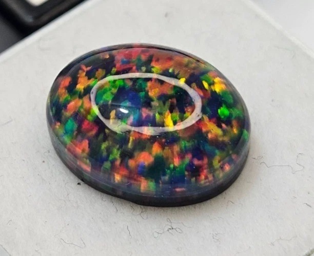Australian Black Fire Opal 10+ Ct Oval Cabochon Natural Loose Certified Gemstone
