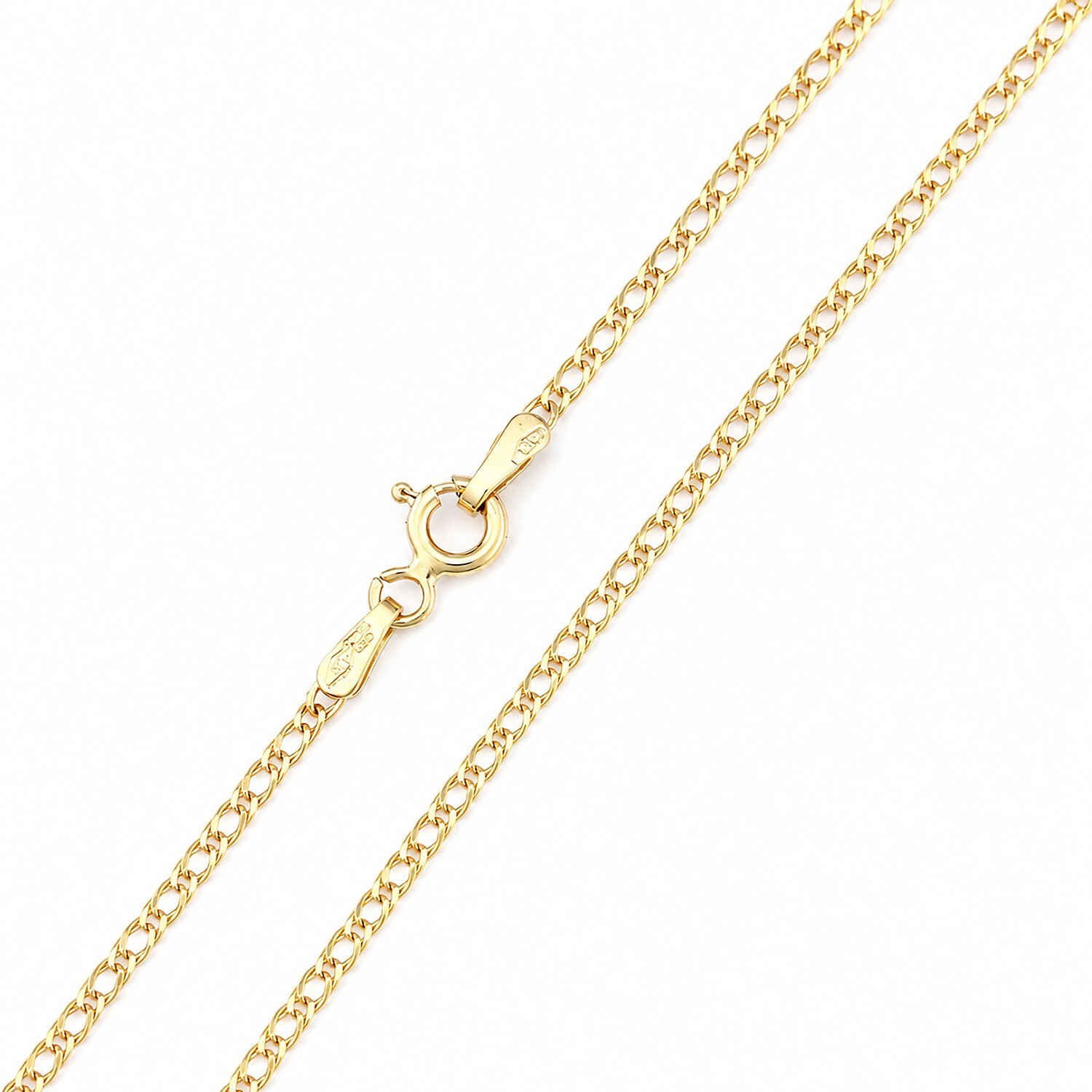 9ct Yellow Gold Fine Double Curb Chain 18″ Solid Gold Hallmarked Necklace