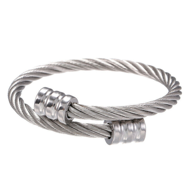 316L Stainless Steel Bangle Luxury Men Bracelets Titanium Adjustable Cuff Gifts