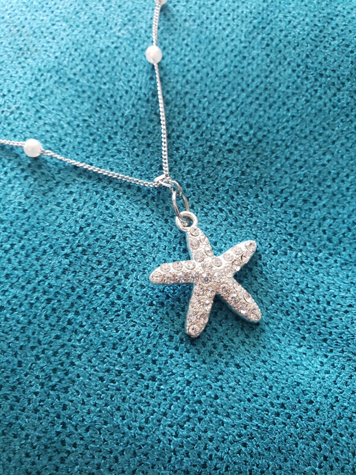 Silver Starfish Necklace with Faux Pearls | Beach Elegance Jewelry