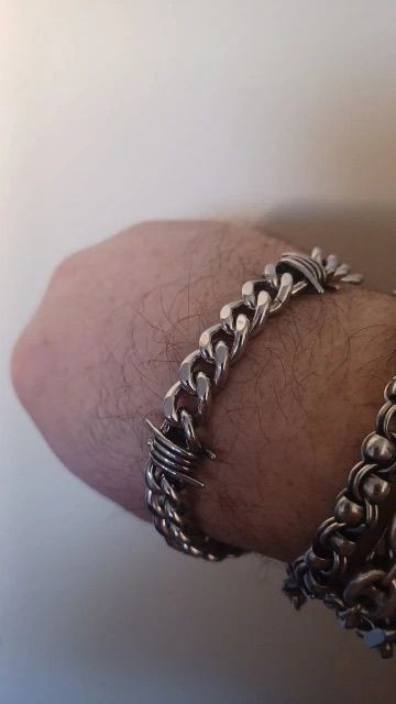 Barbed Wire Cuban Link Chain Bracelet Adjustable Stainless Steel Punk Emo 2026.