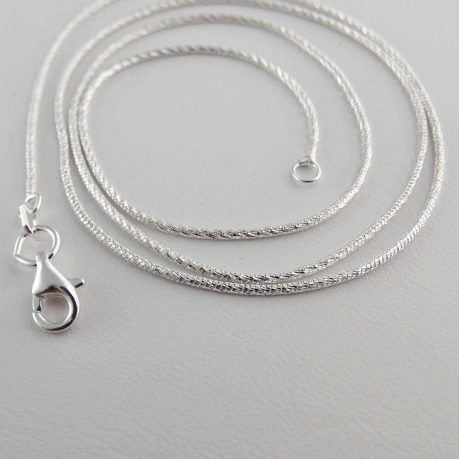1mm Diamond Cut Snake Chain Necklace – 925 Sterling Silver – 16 18 20 22 24 30″