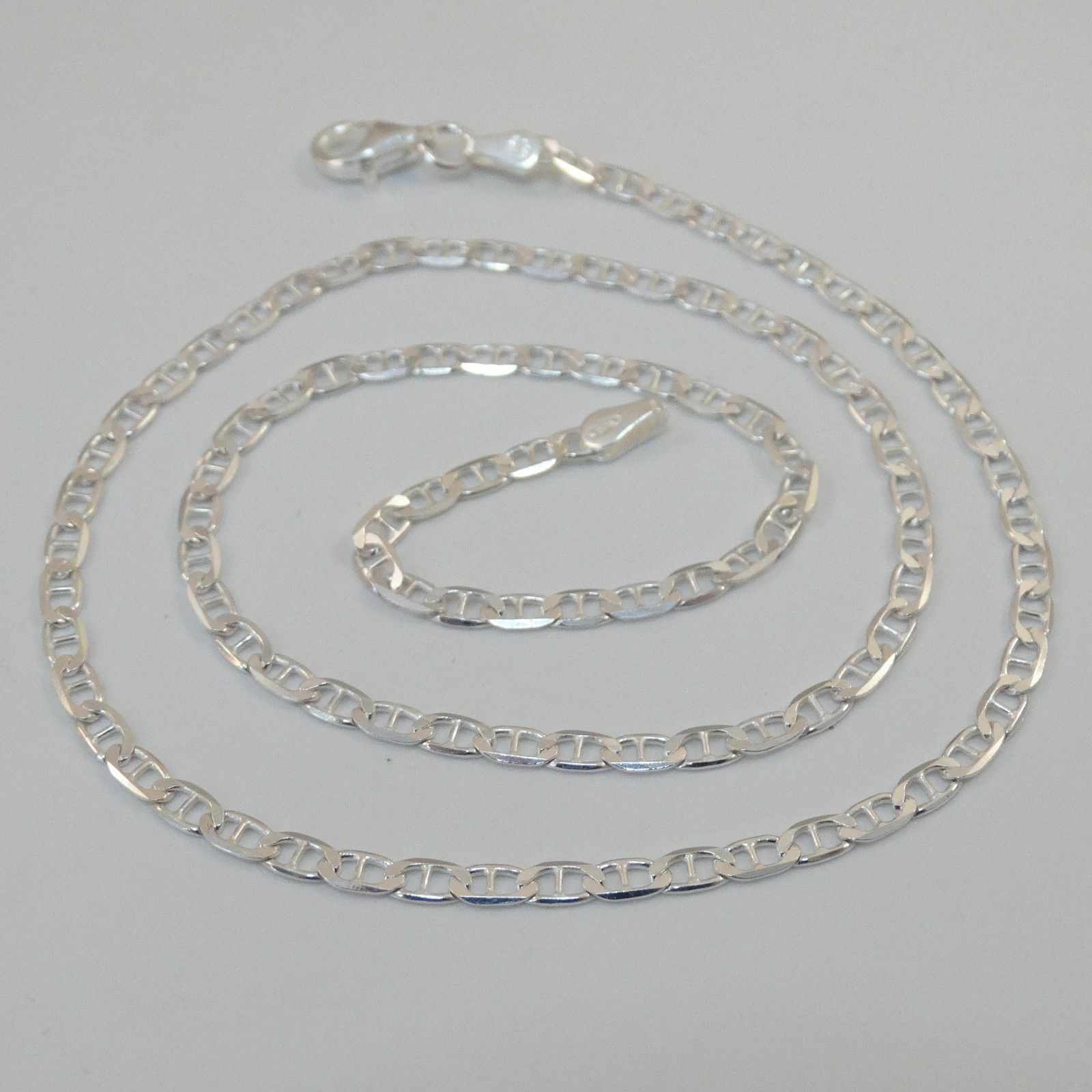 2.7mm Flat Marina Chain Necklace – 925 Sterling Silver – Mariner 16″ 18″ 24″ 30″