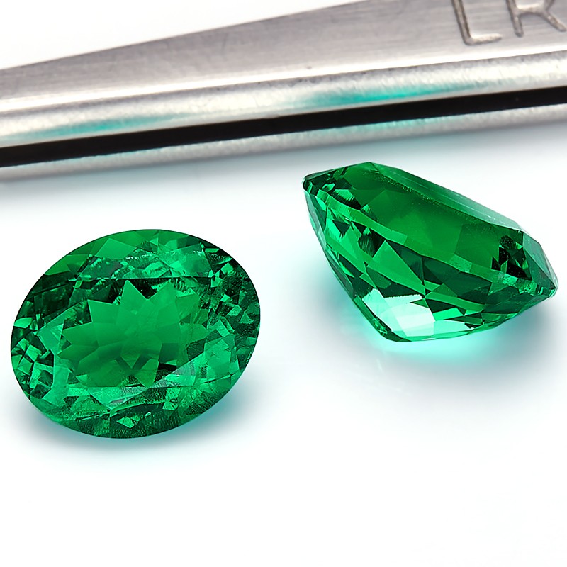Lab Grown Columbia Emeralds 0.5-5ct Oval Cut Gemstone VVS1 for Jewelry AGL