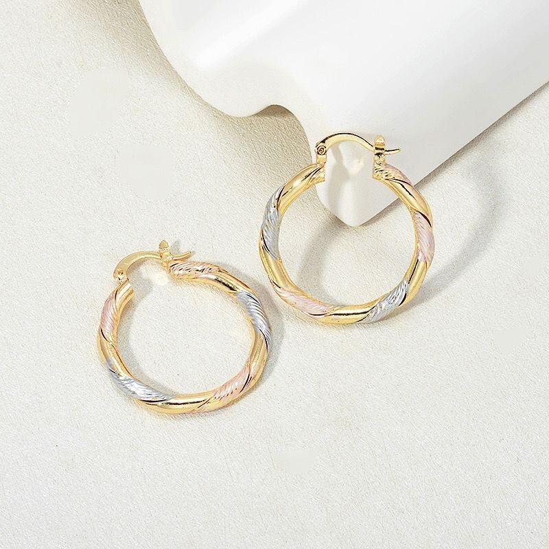 Woman 18k Gold Plated Multicolor Hoop Huggie Round Earring Drop Dangle 25mm