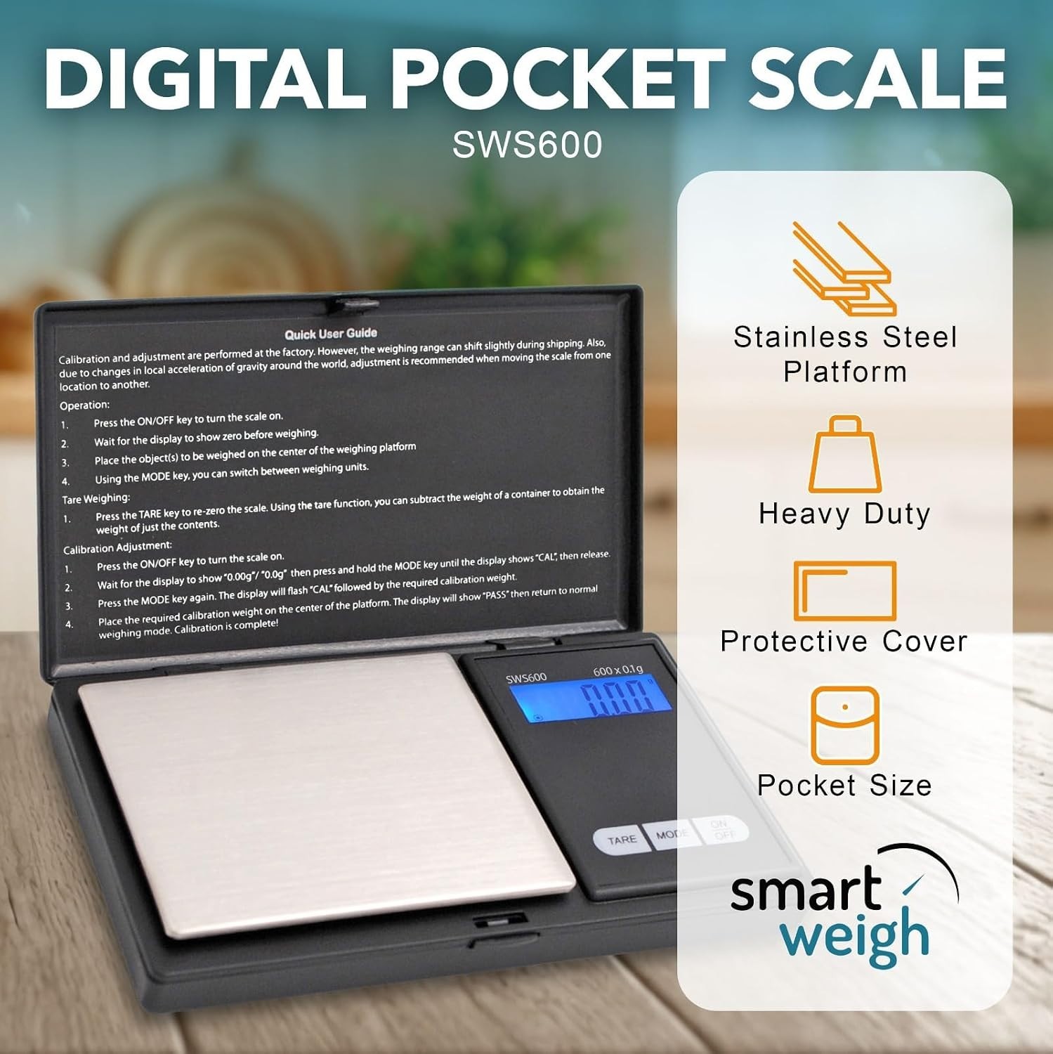 Elite 600g x 0.1g Pocket Digital Scale – Backlit Design for Jewelry & Nutrition