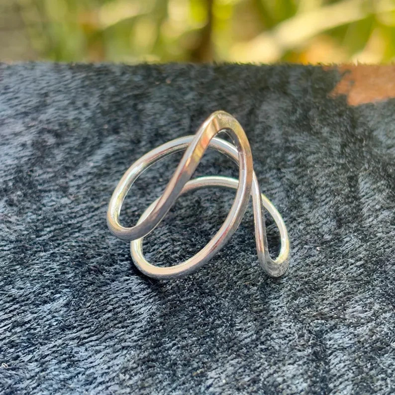 Minimalist Sterling Silver Swirl Ring | Adjustable Abstract Handmade Jewelry