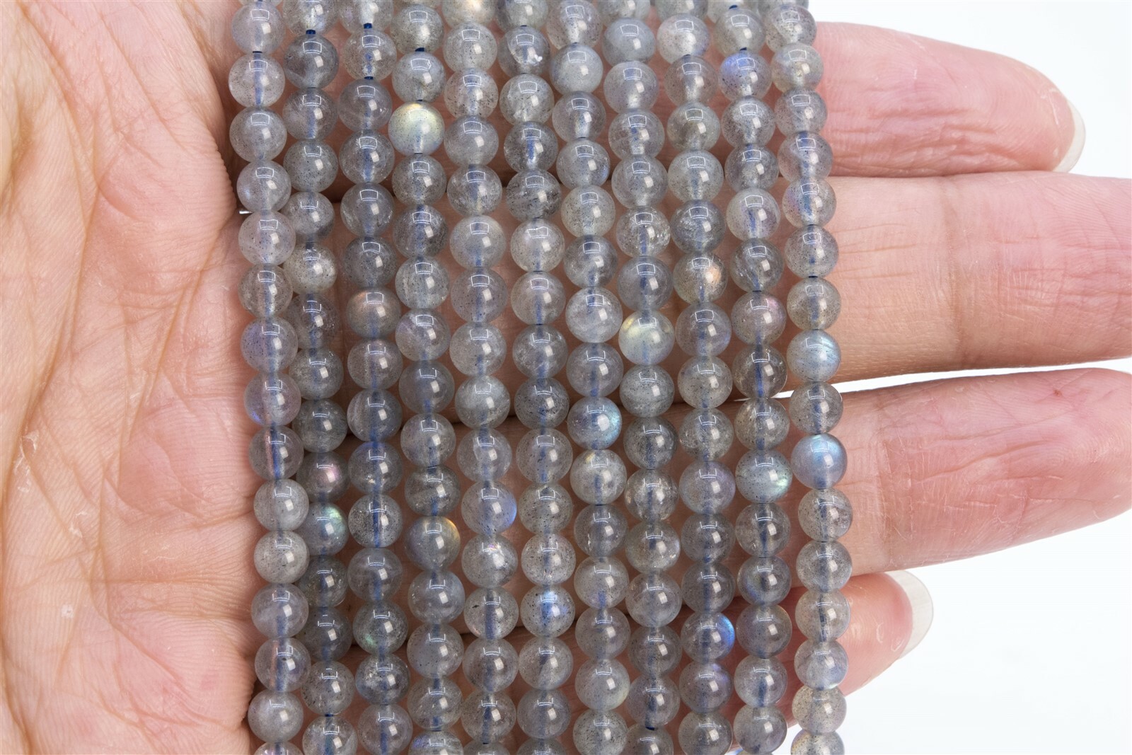 4-5MM Genuine Natural Transparent Labradorite Beads Grade AAA Round Loose Beads