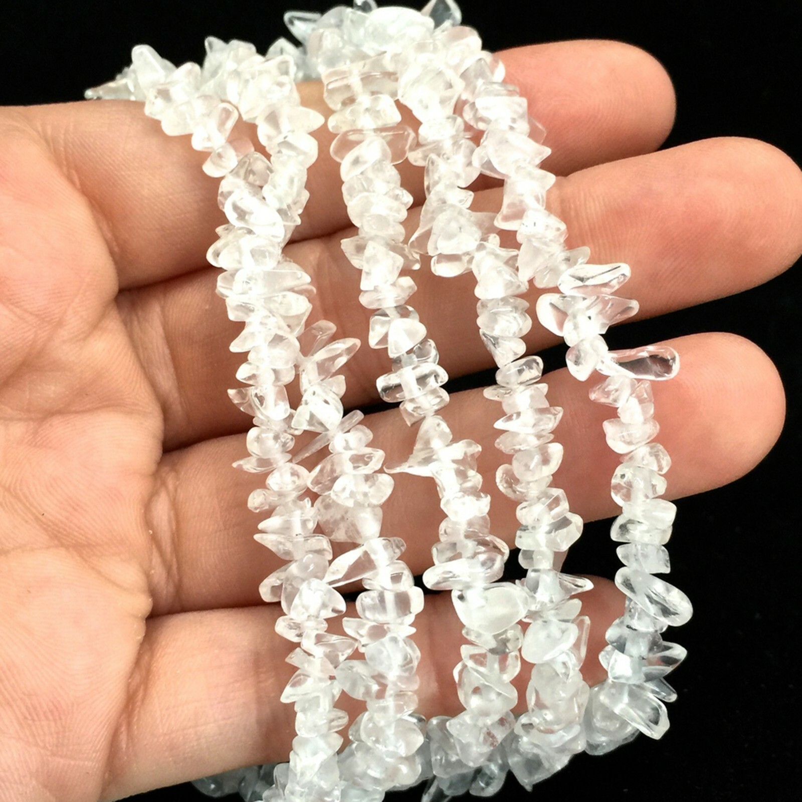 Natural Gemstones Clear Crystal Quartz Chip Beads 32″ Full Strand Jewelry Making