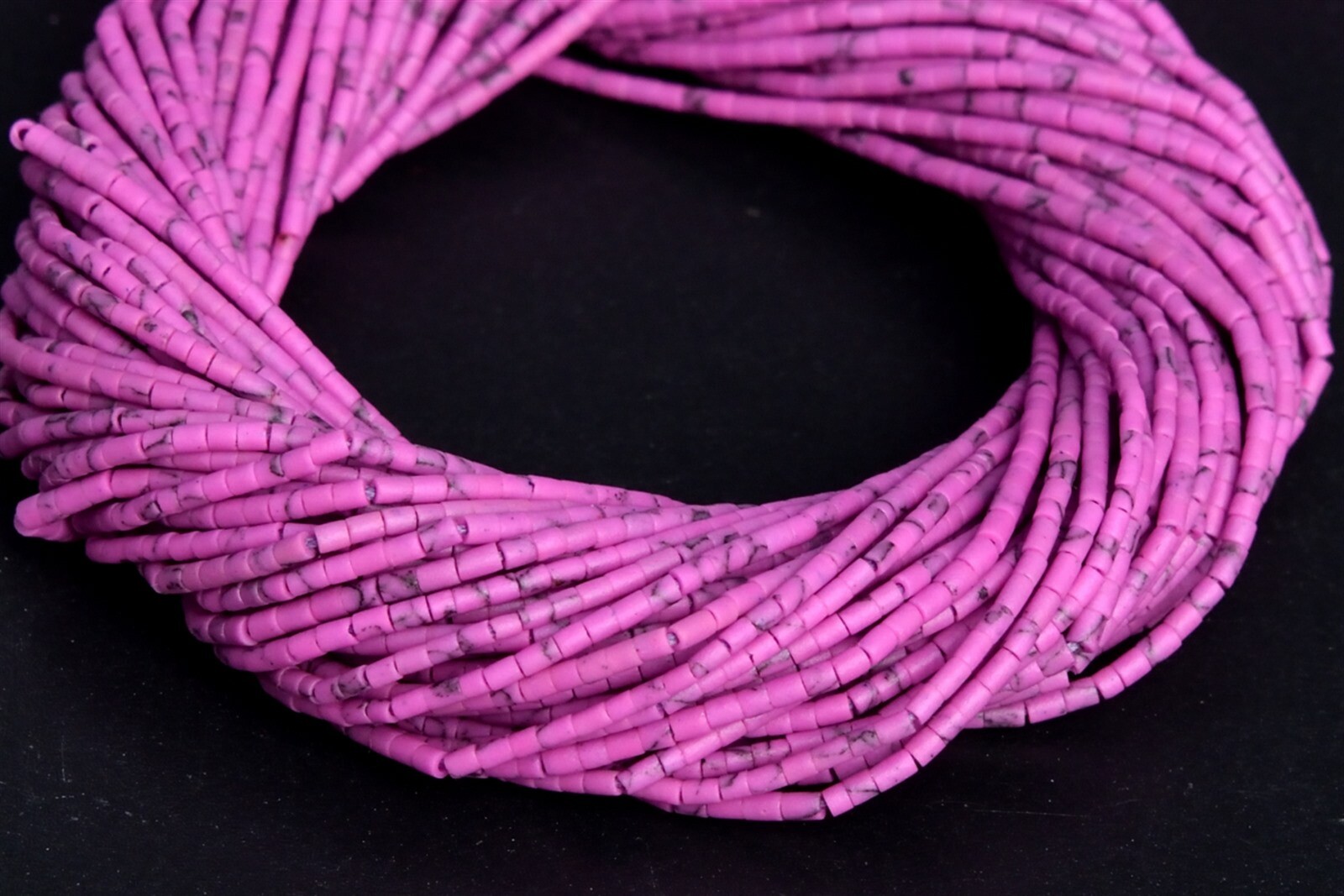 1x1MM Deep Pink Purple Howlite Beads Round Tube Beads 13.5″