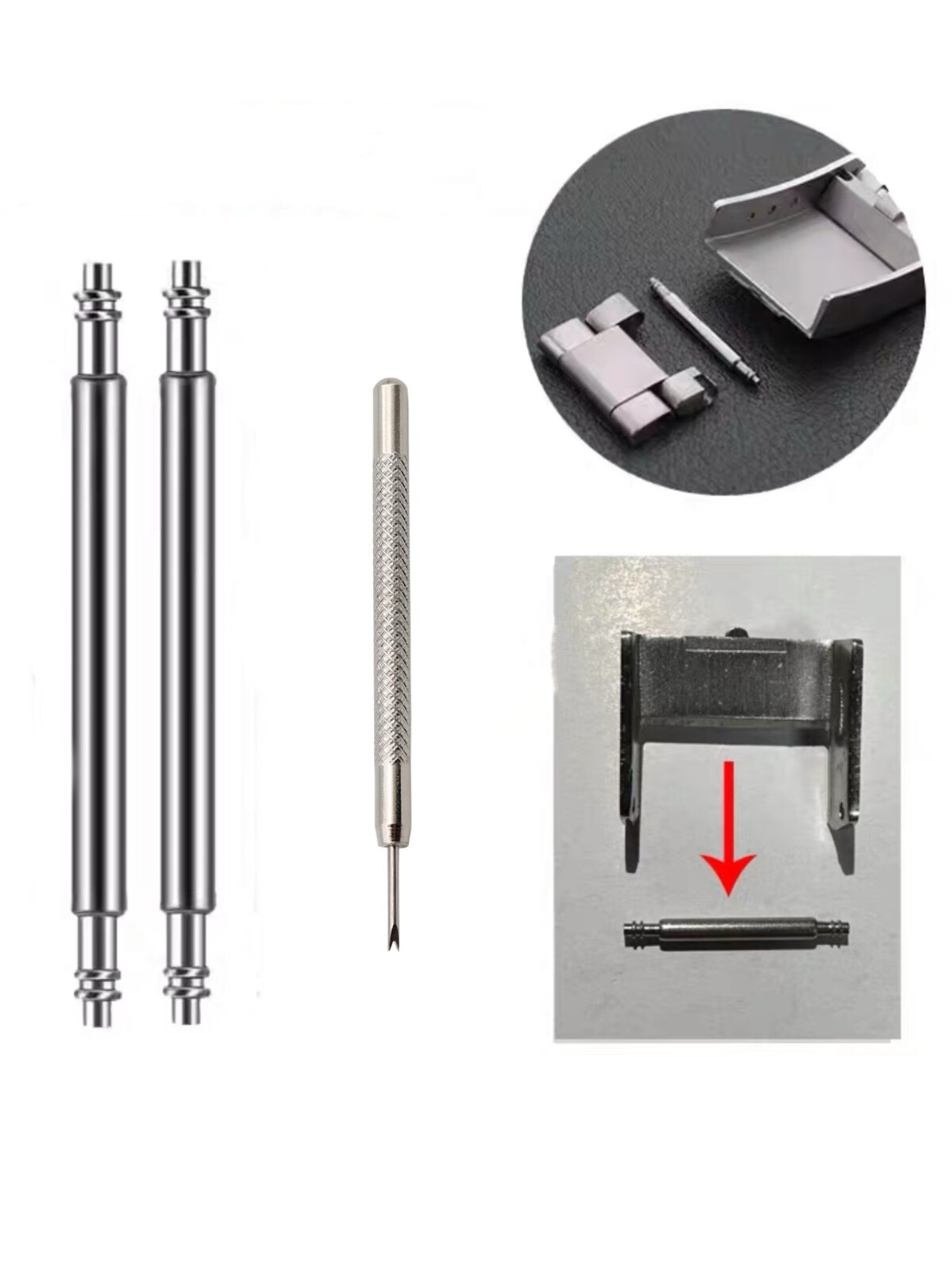 2 PC SPRING BAR PIN + TOOL FOR ROLEX GMT TRI-FOLD CLASP BUCKLE 16710,16570,14060