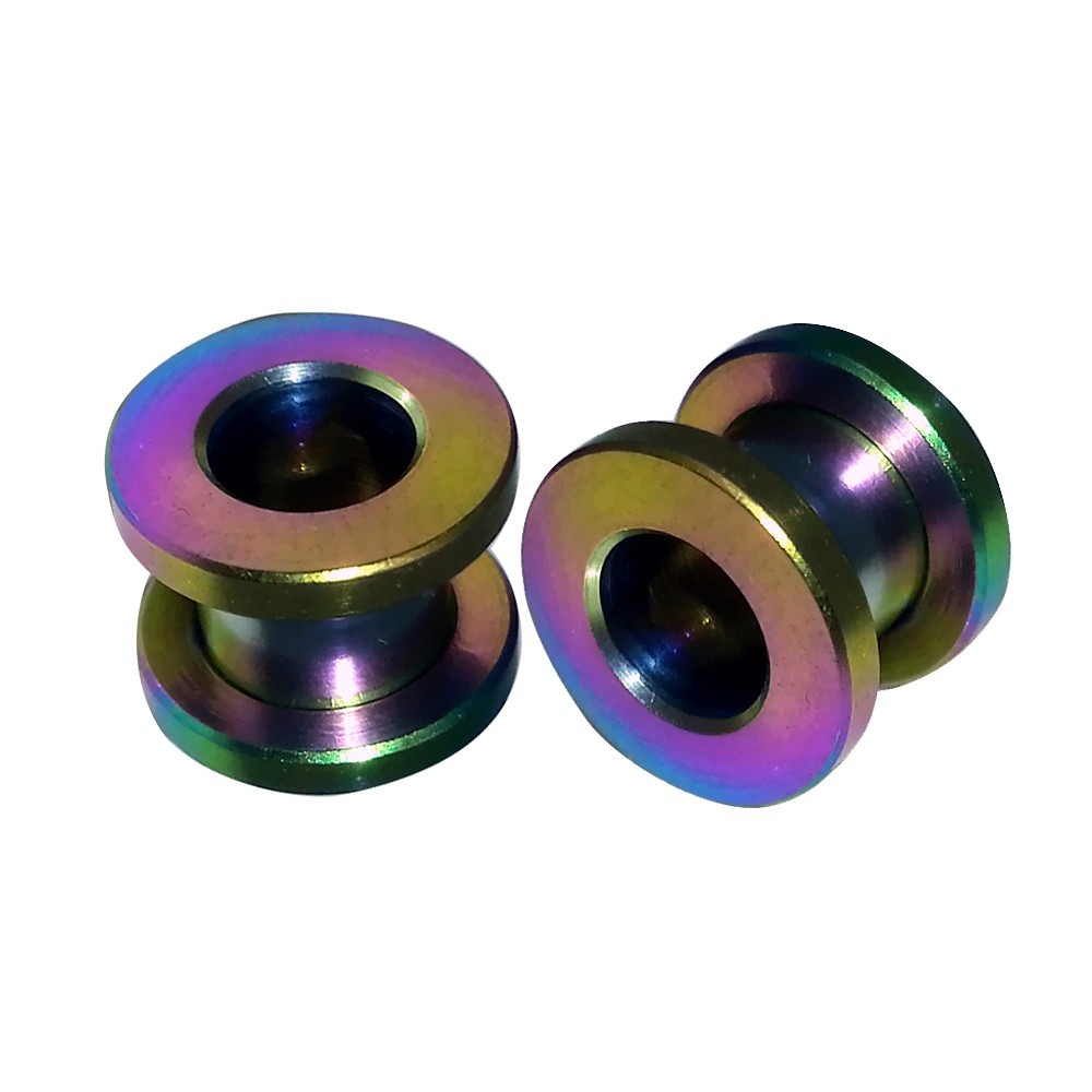 Anodized Titanium Tunnels – 0 gauge – 6mm Wearable Area – Sold as a Pair
