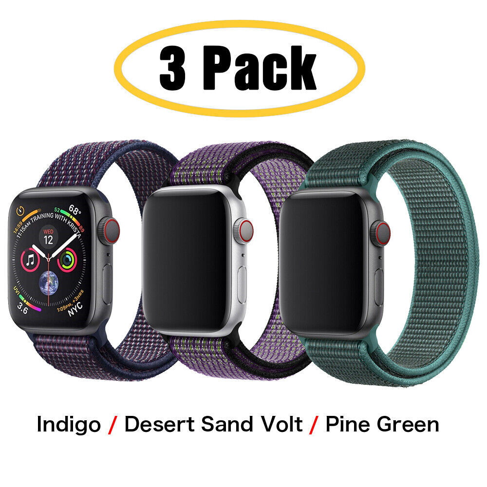 3 PACK Nylon Sport Band Strap For Apple Watch Series 10 9 8 7 6 5 4 SE 38/49mm