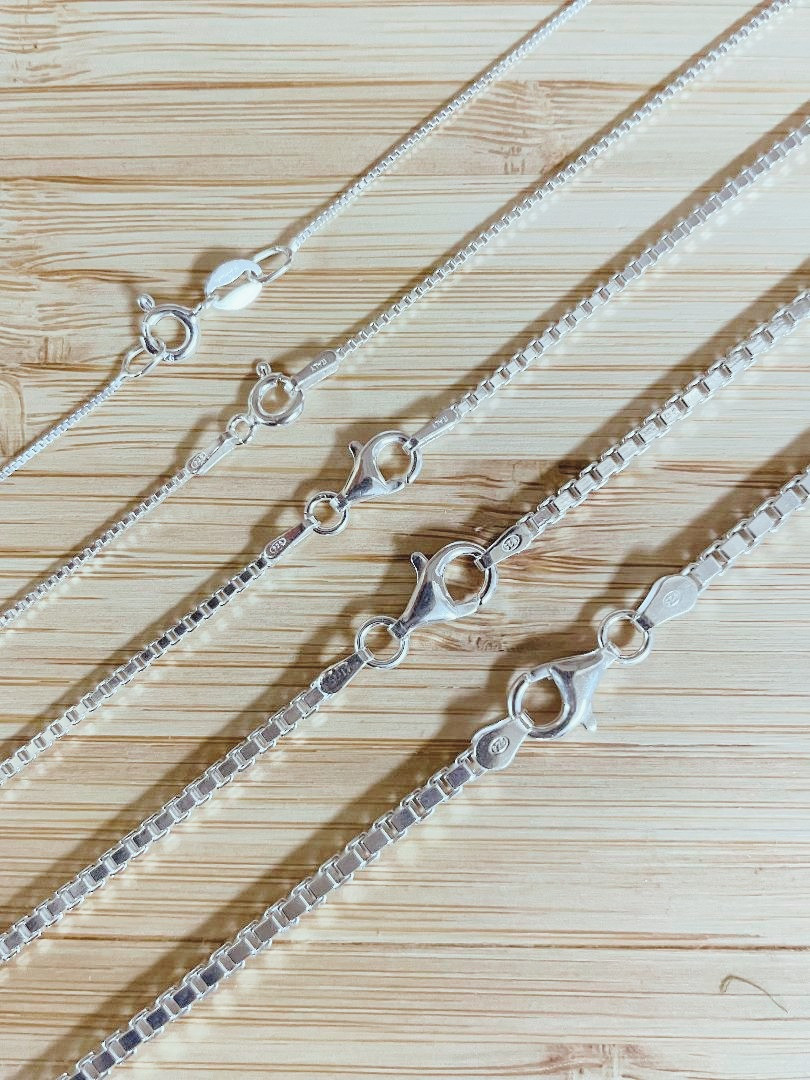 BOX CHAIN 925 SOLID STERLING SILVER PENDANT NECKLACE “.925 ITALY”