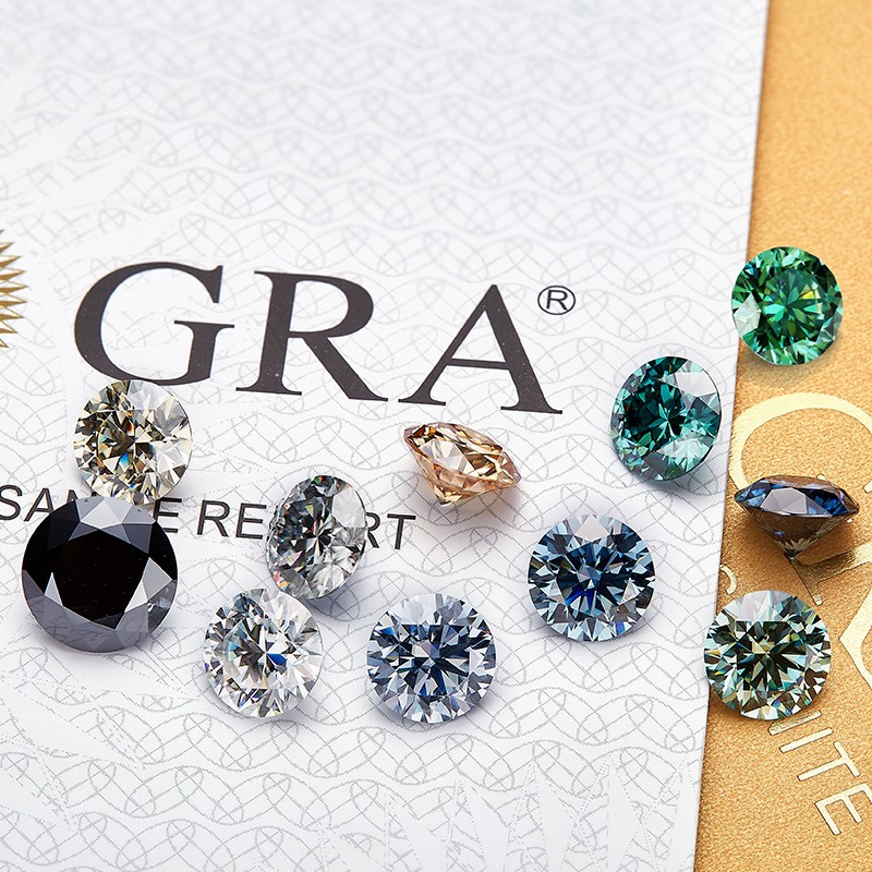 Multicolor 0.5-10ct Round Cut Full Size Loose Moissanite GRA VVS1 Wholesale