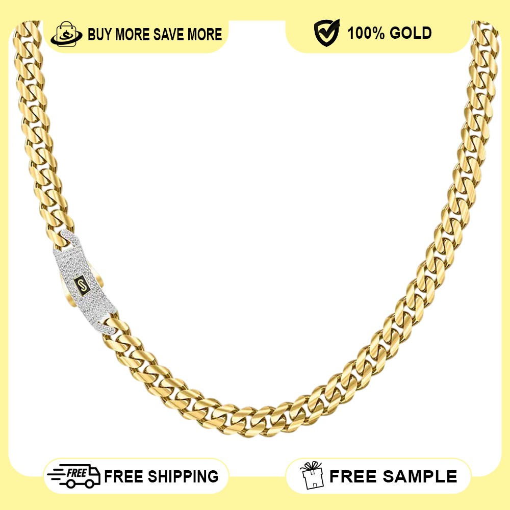 10K Gold Monaco Original Classic Link Stone Lock Chain 5mm 16” 11.18g