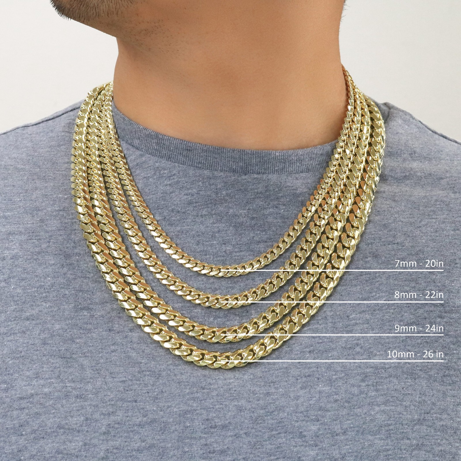 14K Yellow Gold Solid 2.7mm-11mm Miami Cuban Chain Link Necklace Bracelet 7″-30″