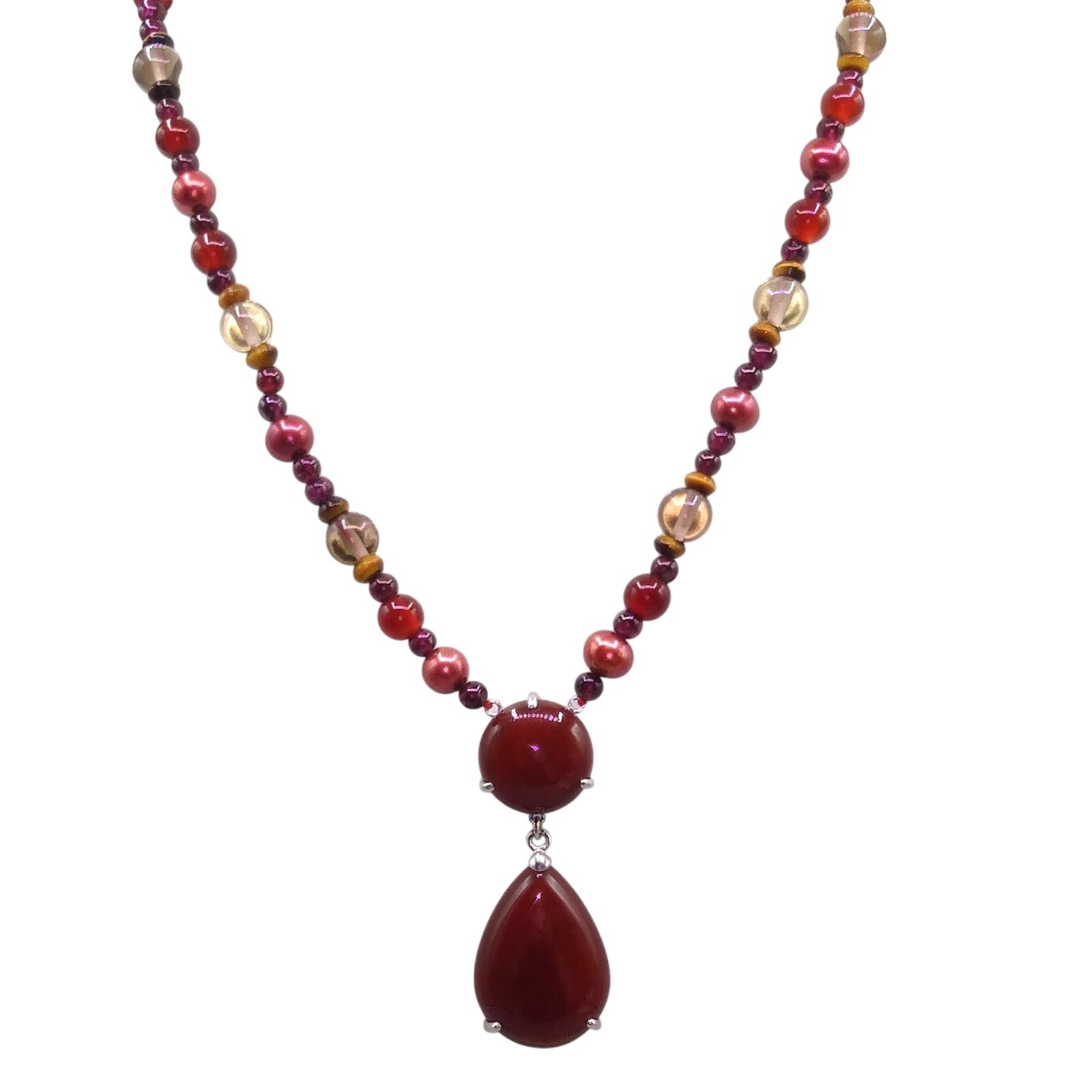 VAR 925 Garnet Necklace, Armen Vardapetyan, Armenian Artisan, Gemstone Beaded