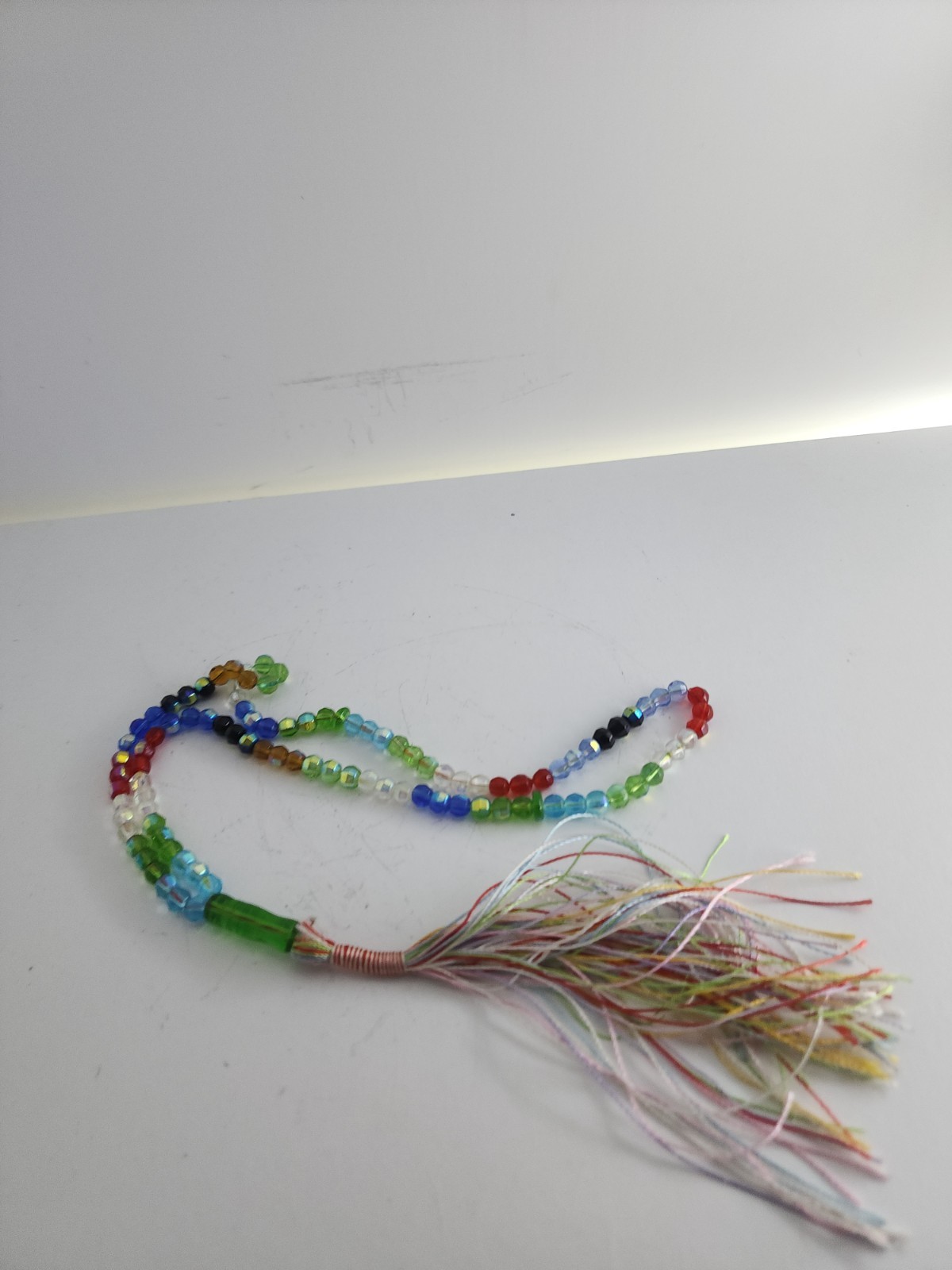 Multicolor Faceted Glass Meditation Beads Souvenir Strand with Tassel