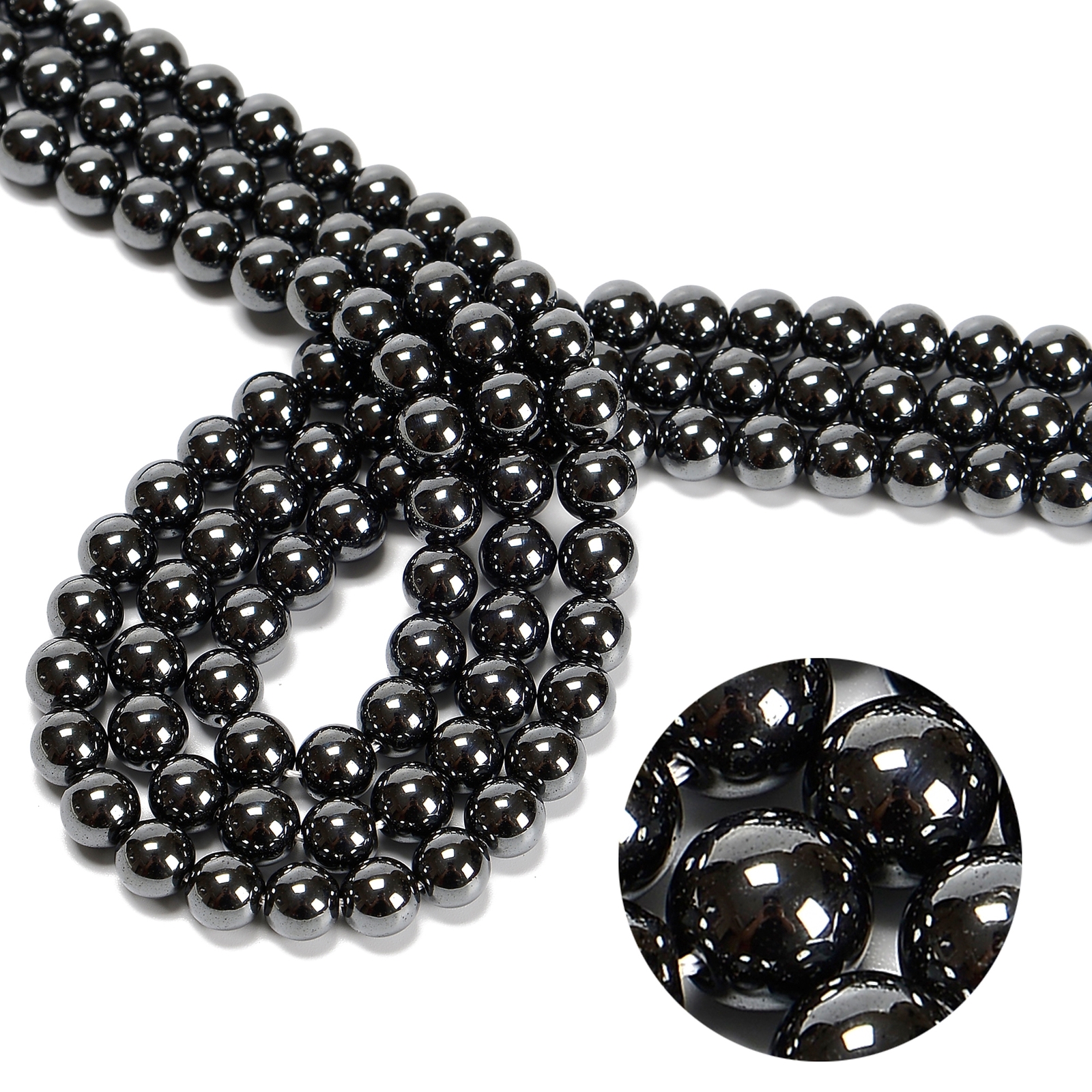 Gray Hematite Smooth Round Beads 2mm 3mm 4mm 6mm 8mm 10mm 12mm 15.5″ Strand