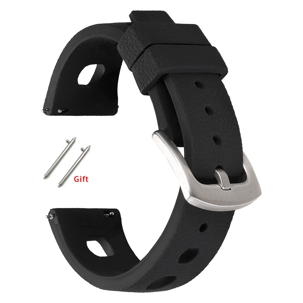 Black Tropical Rally Watch Strap 20mm 22mm Silicone Watch Band Rubber Watchbands