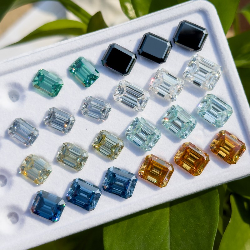 Brilliant Emerald Cut 0.2-10ct D Moissanite Loose Multiple Color VVS1 Gemstones