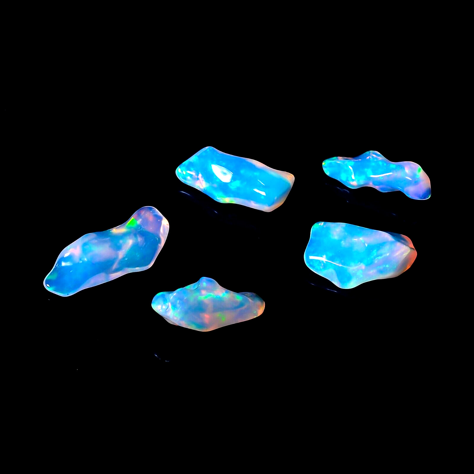Natural Ethiopian Opal Polished Roungh Freeform 11 Ct Gemstone 5 Pc 15X6 18X7 mm