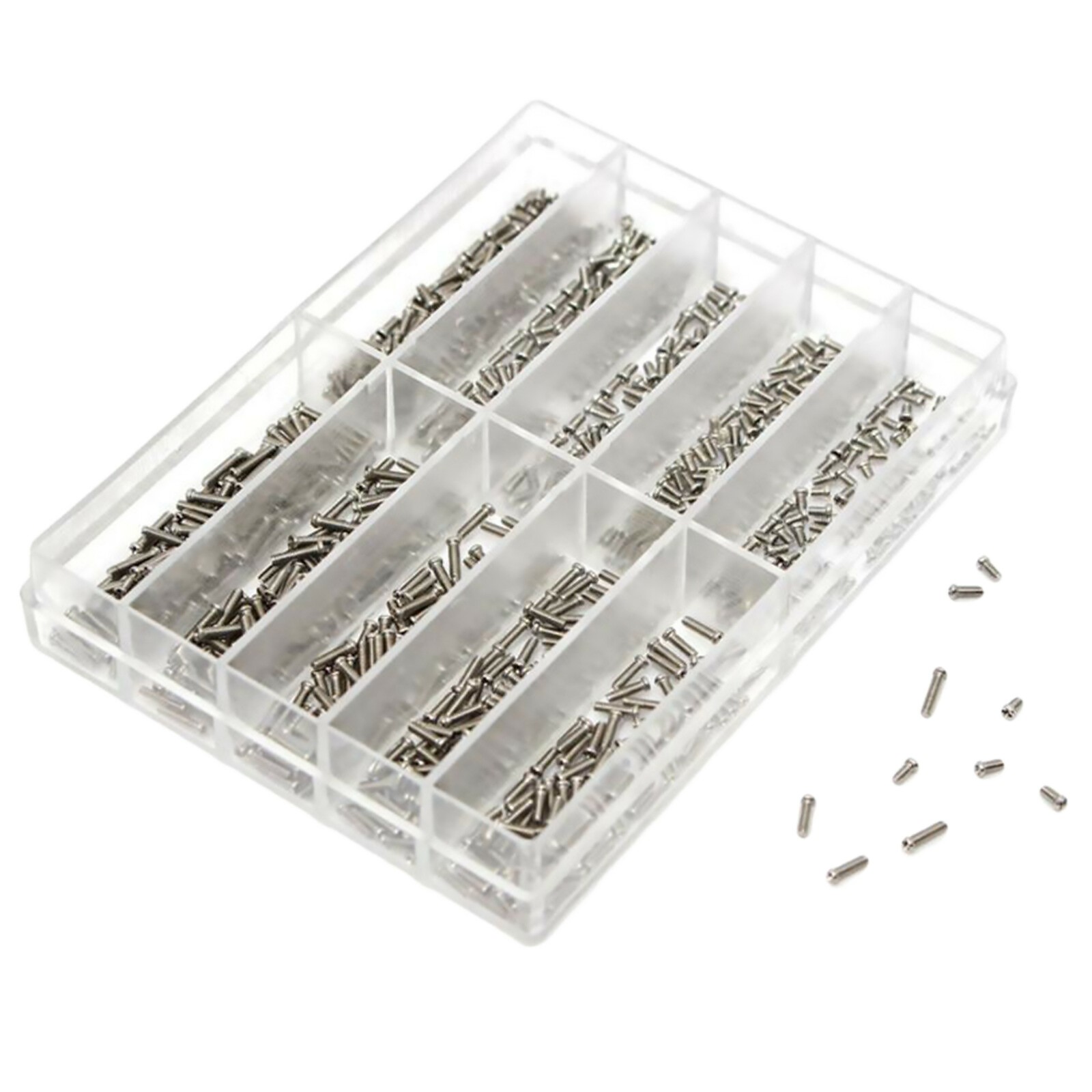600PCS Steel Watch Back Cover Screw Phillips Watch Repairing Tools W/Box