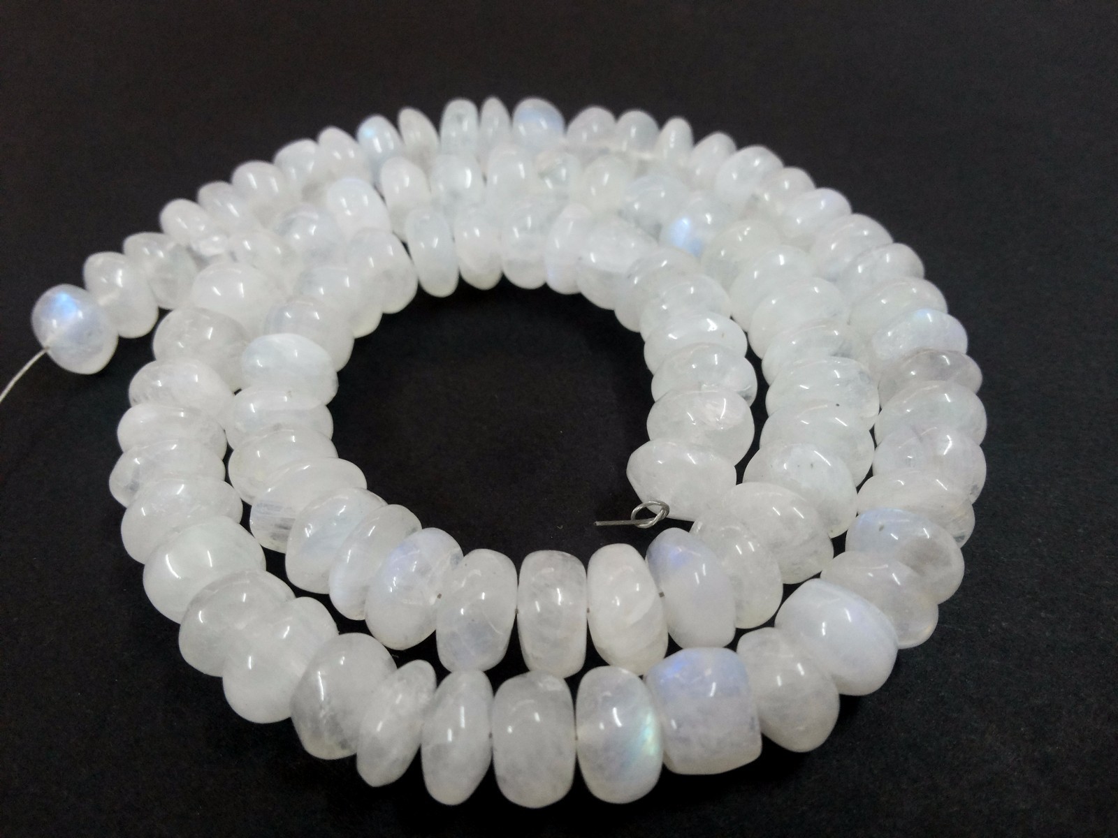 1 Strand Natural Rainbow Moonstone Rondelle Smooth 8-9mm Gemstone Beads 10″inch