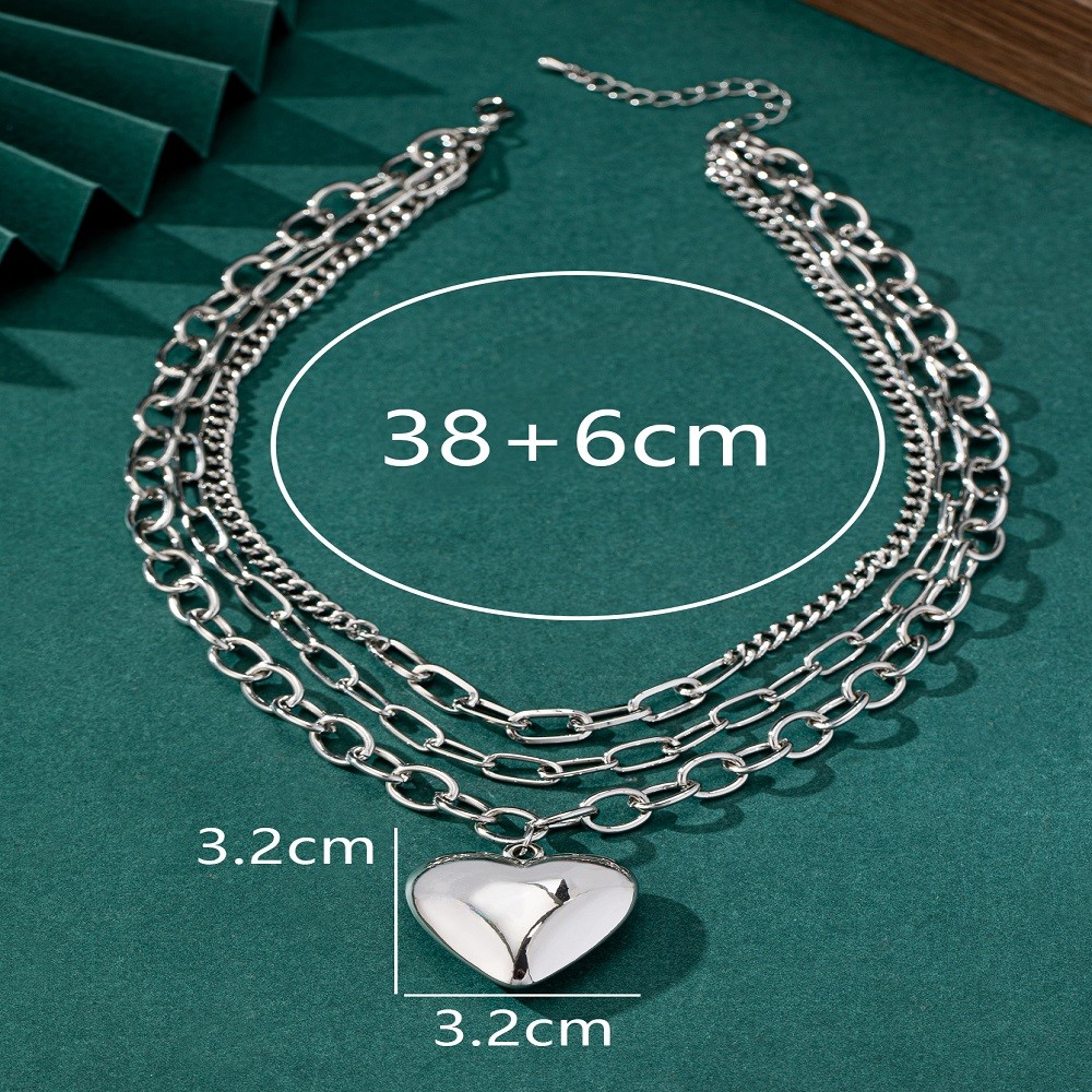 Heart Pendant Necklace Hip Hop Punk Love Heart Statement Necklace