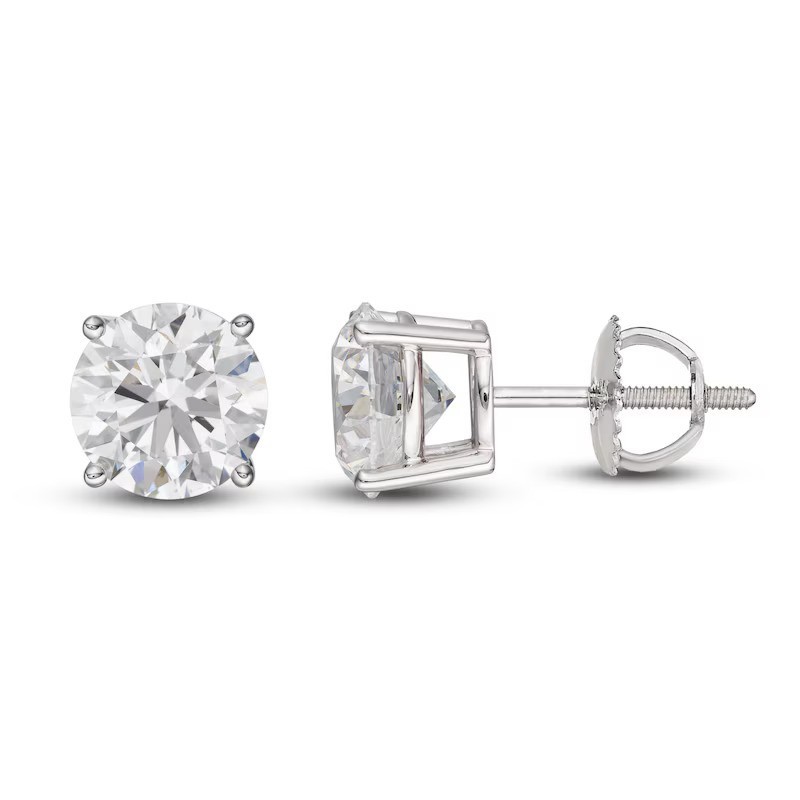 4.00 Ct Round Cut VS1/F Certified Lab Grown Diamond Stud Earrings 14k White Gold