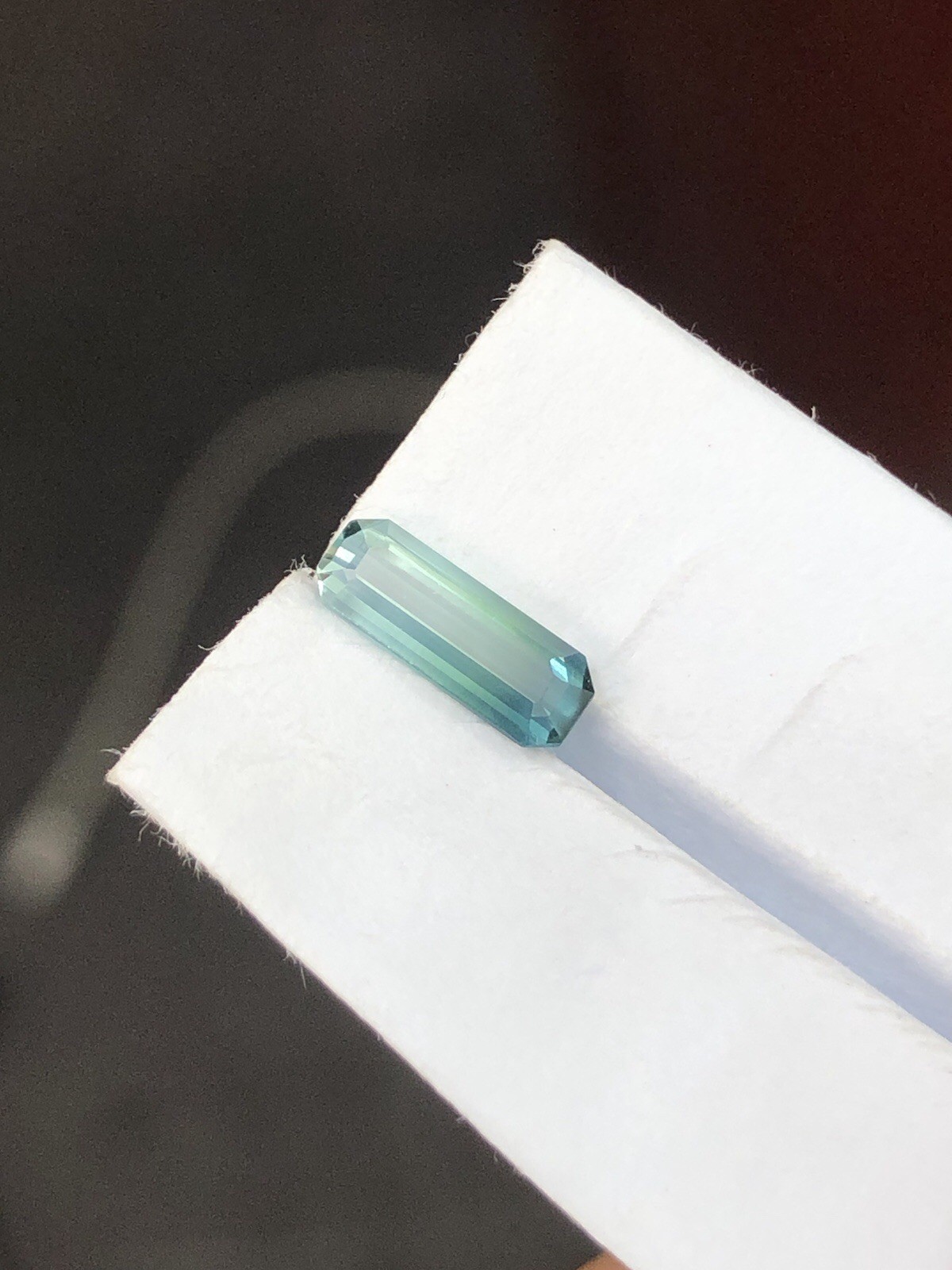Seafoam Tourmaline Emerald Cut From Afghanistan Bi color zone