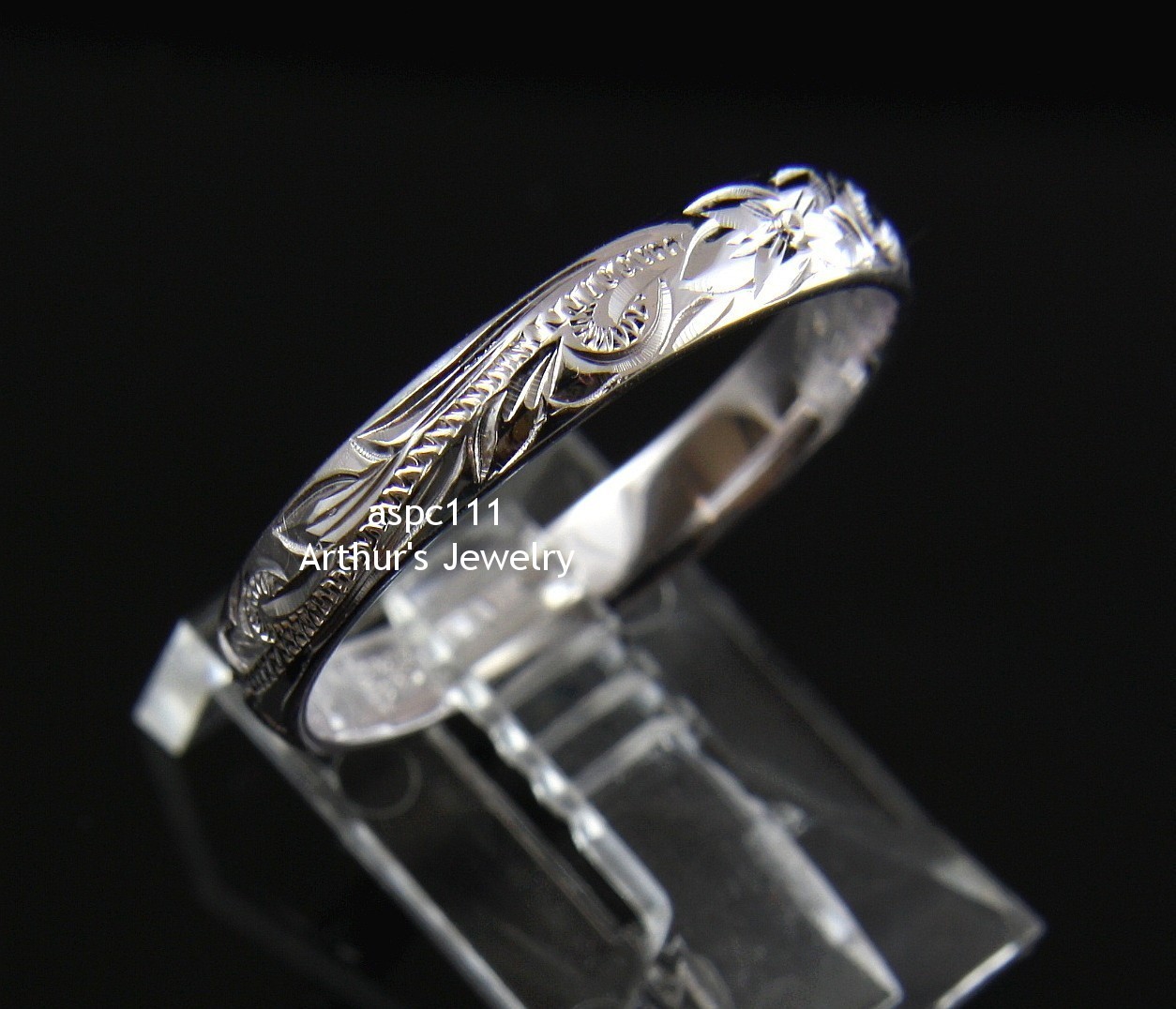 4MM STERLING SILVER 925 HAWAIIAN PLUMERIA SCROLL BAND RING SIZE 1 – 12