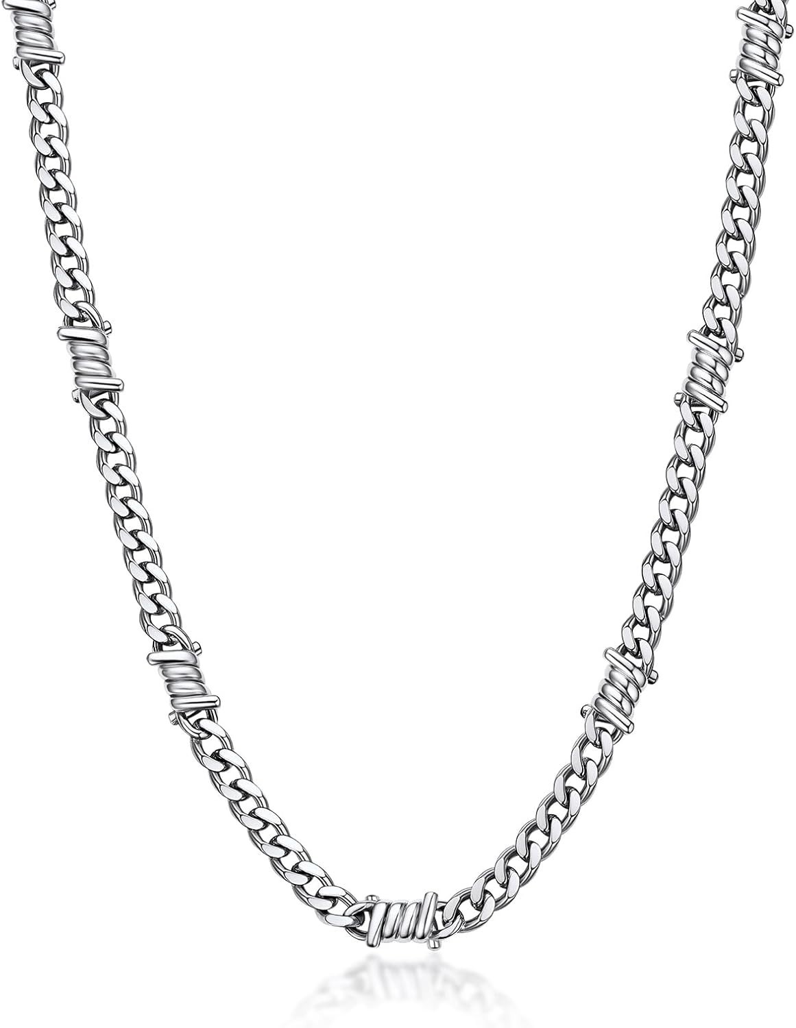 Barbed Wire Cuban Chain Necklace for Men and Women – Punk Style Gift Jewelry