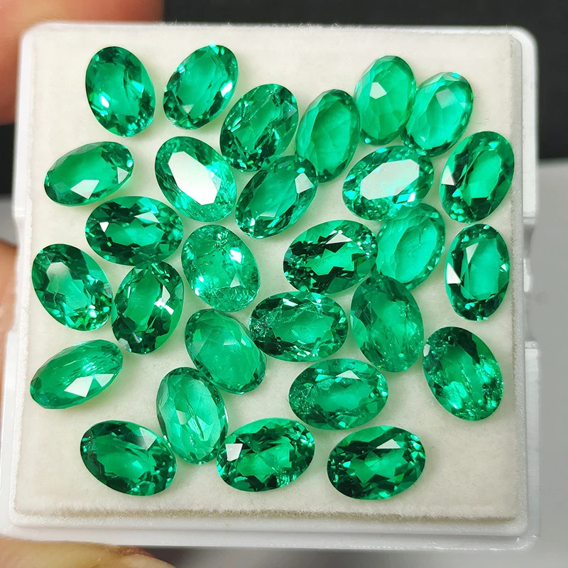 Lab Grown Columbia Emeralds 0.5-5ct Oval Cut Gemstone VVS1 for Jewelry AGL