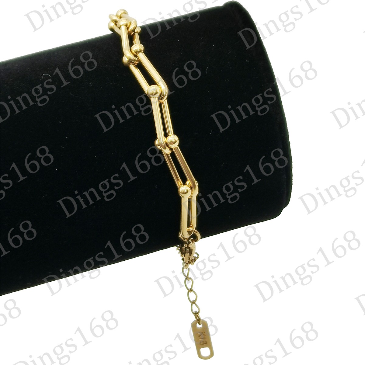 Real 18K Yellow Gold Filled Tarnish-Free U-Link 6″-8″ Bead-ended Chain Bracelet